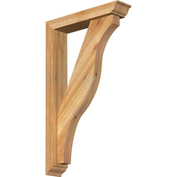 Ekena Millwork Funston Traditional Rough Sawn Bracket w/ Offset Brace, Western Red Cedar, 4"W x 18"D x 30"H BKT0402X18X30FST01RWR - main